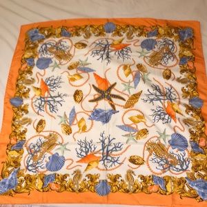 Silk scarf with geometric shell design